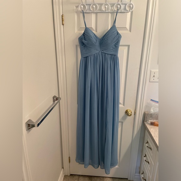 Azazie Steel Blue Dress - Picture 1 of 6